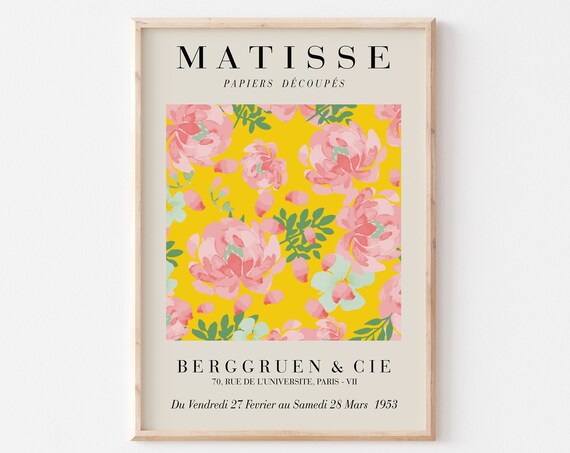 Matisse Pink Peonies Bright Yellow Papiers Decoupes Art Poster