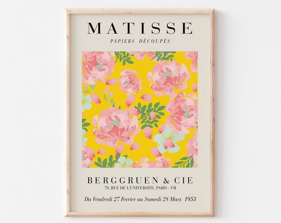 Pretty Pink Flowers Matisse Art Print Flower Market Poster Cut Outs Exhibition Poster A2 A3 A4 A5 Gallery Wall Gift Flower Market Art
