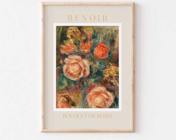 Auguste Renoir Pink Bouquet of Roses Floral Still Life Poster