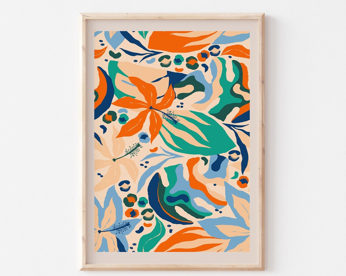 Bright Tropical Abstract Floral Colorful Botanical Art Poster - Image 3