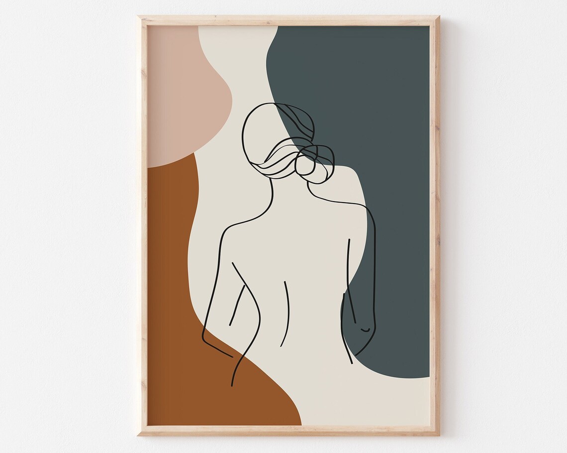 Woman Line Art Boho Neutral Terracotta Figure Drawing Poster - Image 3