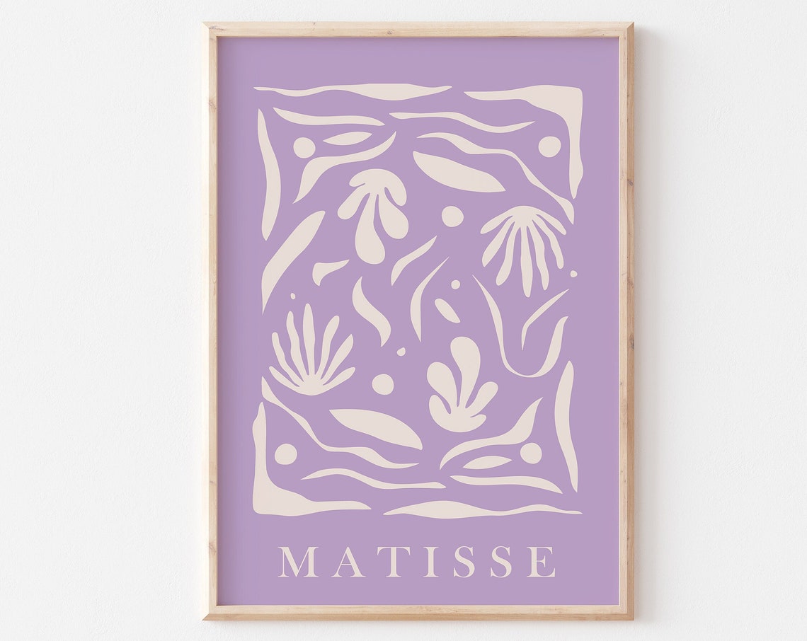 Matisse Lilac Purple Organic Cut Out Shapes Abstract Art Poster