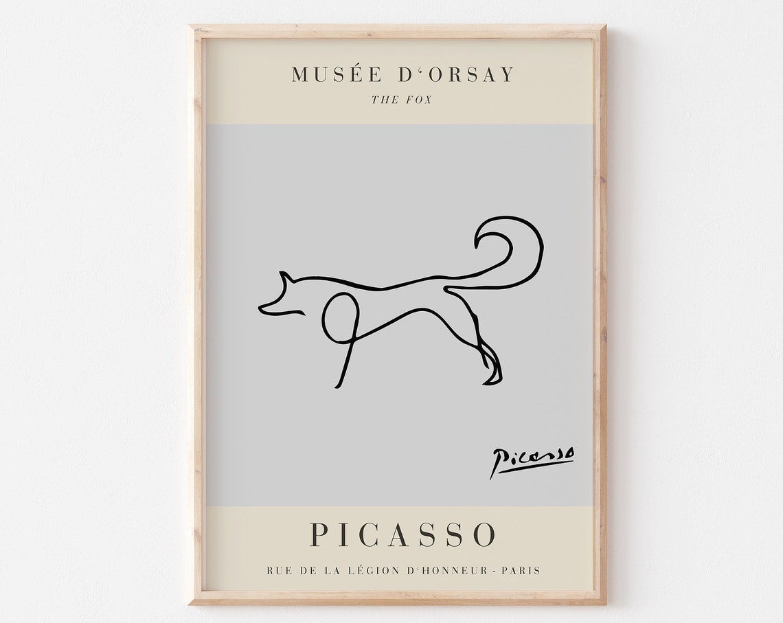 Pablo Picasso The Fox Minimalist Single Line Animal Art Print - Image 3
