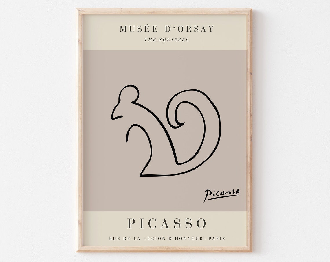 Pablo Picasso The Squirrel Minimalist Single Line Drawing Print - Image 3