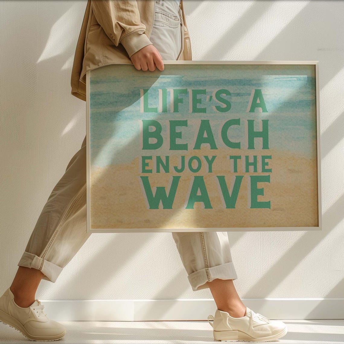 Life is a Beach Enjoy the Wave Coastal Quote Typography Poster