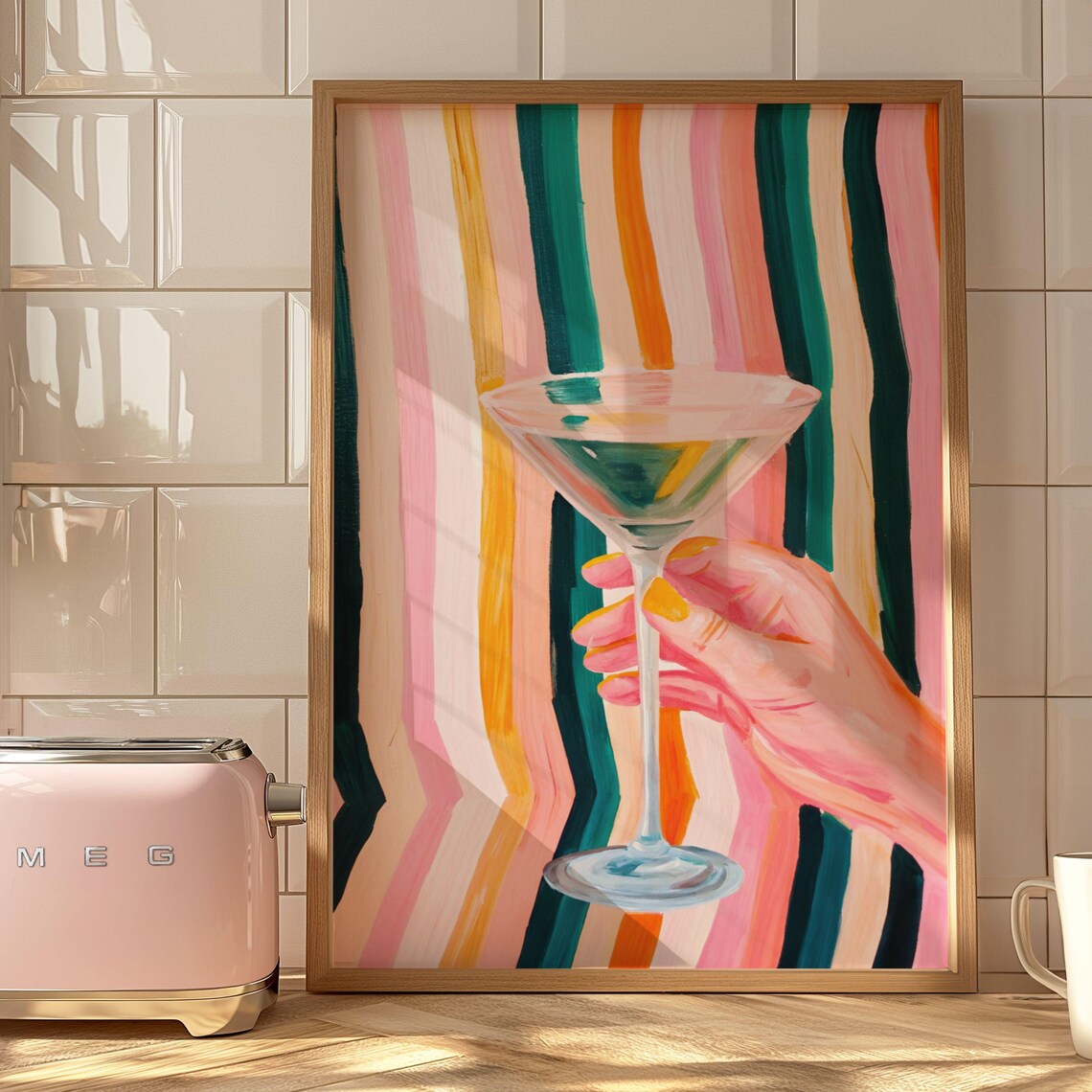 To Life Poster, Watercolor Cocktail Art Print