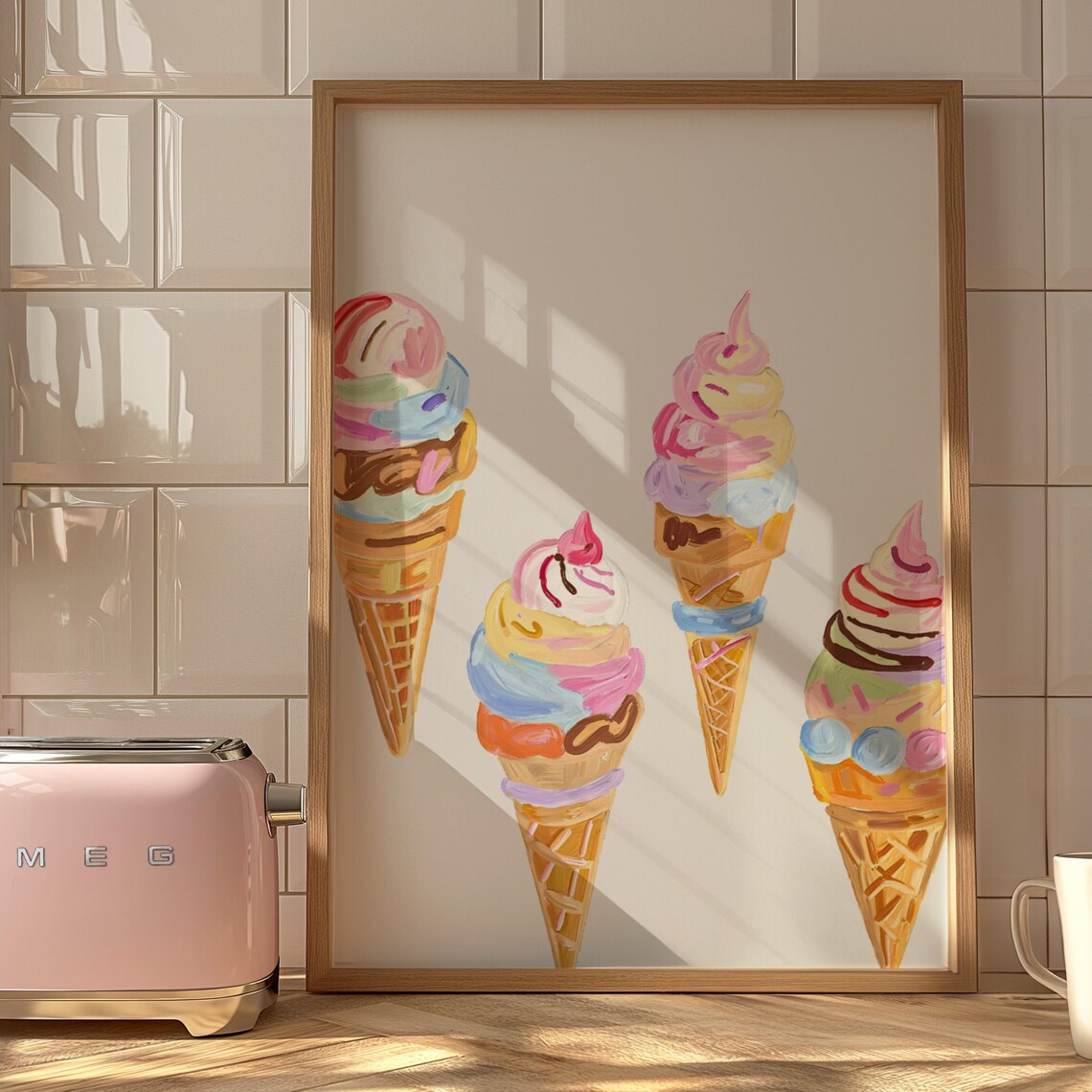 Ice Cream Dessert Art Print, Coastal Kitchen