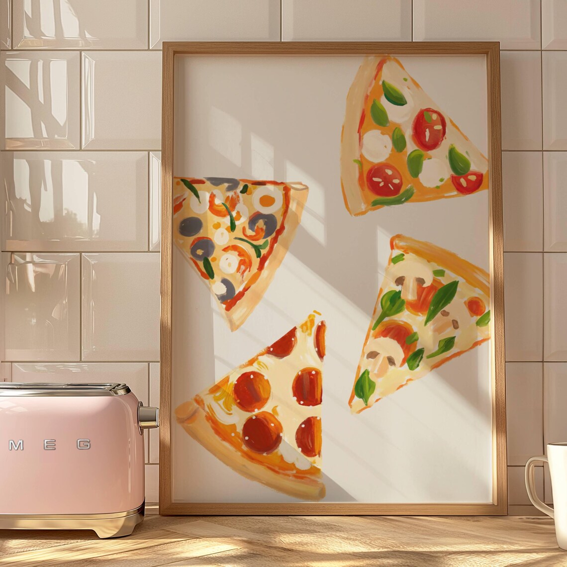 Pizza Watercolor Poster, Italian Food Art Print