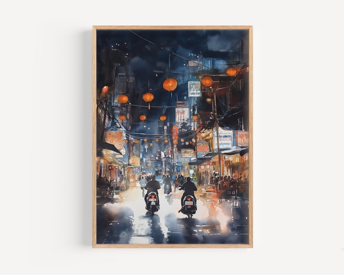 Ho Chi Minh Watercolor Travel Poster, Vietnam