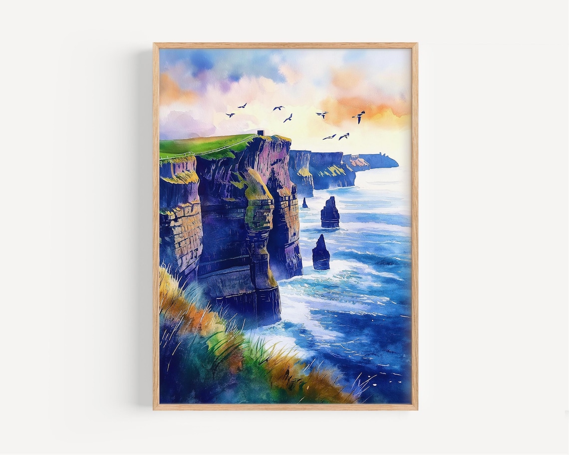 Cliffs Of Moher Watercolor Home Travel Poster
