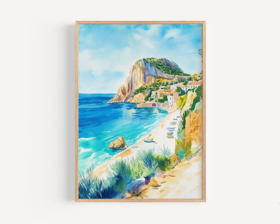 Zakynthos Watercolor Painting, Greece Travel Poster