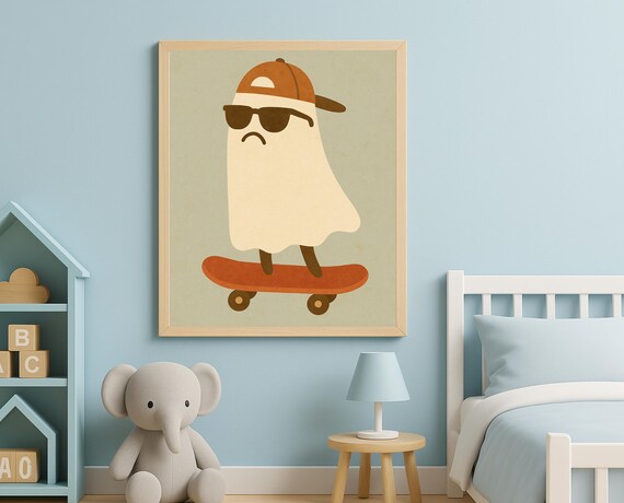 Skateboarding Wall Art Cool Nursery Poster Funny Print For Kids Room