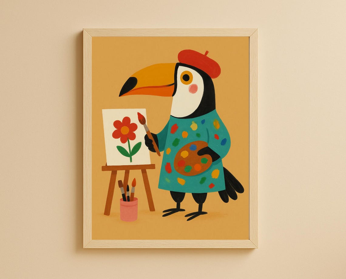 Artist Toucan Wall Art Creative Animal Print For Nursery Kids Room Decor