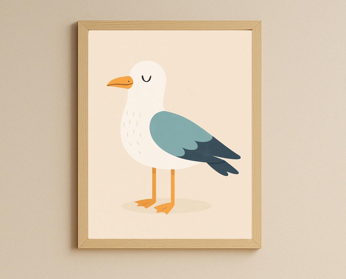 Seagull Minimalist Bird Nursery Decor Art Print