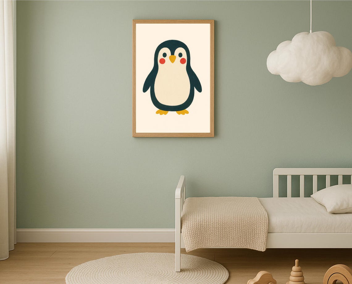 Penguin Nursery Print Minimalist Arctic Animal Poster Instant