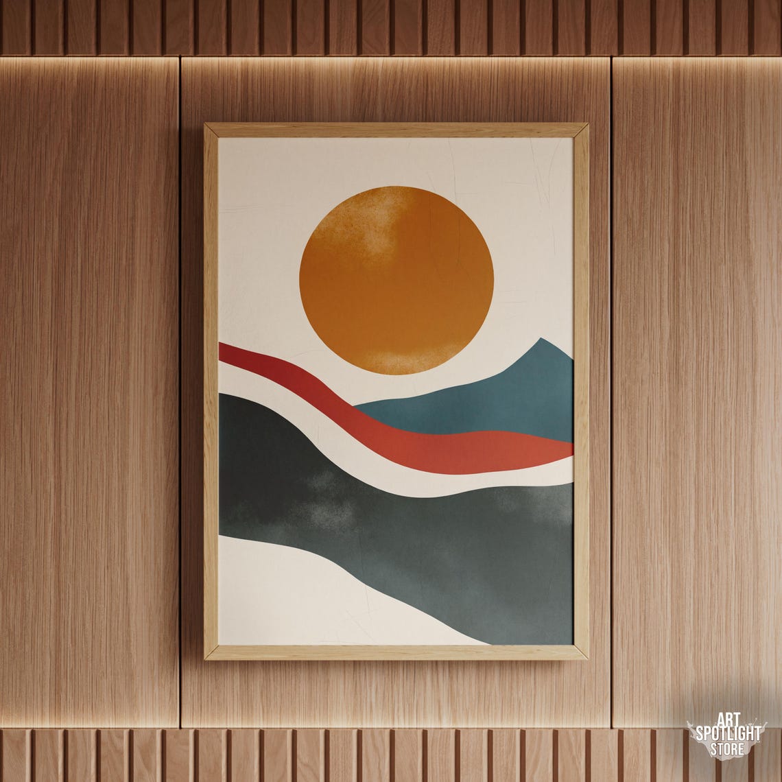 Modern Sunset Abstract Print Boho Landscape Wall Art