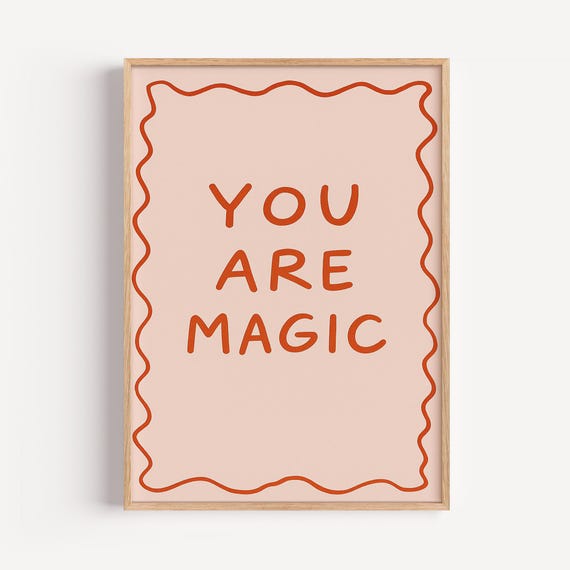 You Are Magic Hand Lettered Kids Affirmation Burnt Orange Quote Poster