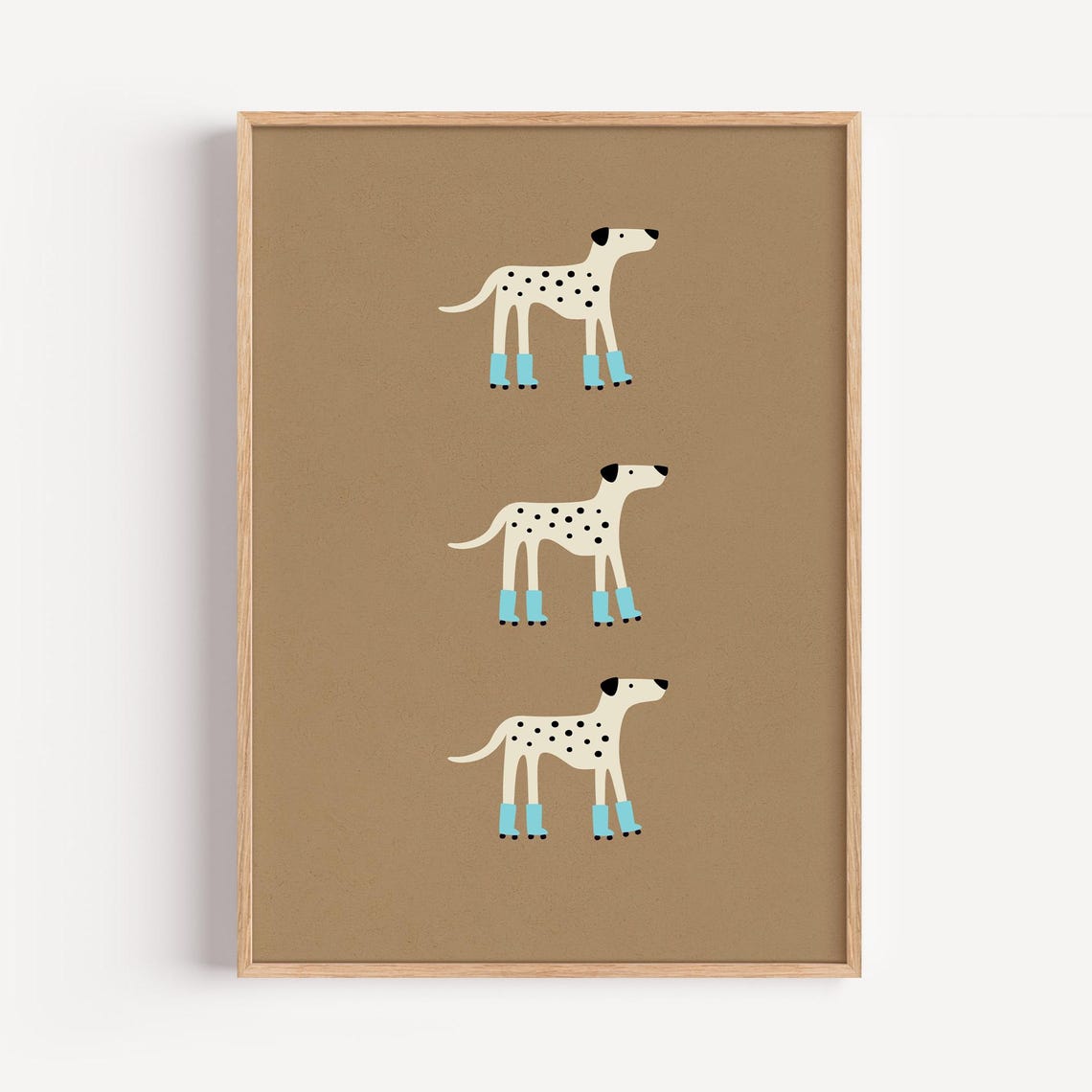 Roller Skating Dalmatians in Blue Boots Playful Kids Room Art Print