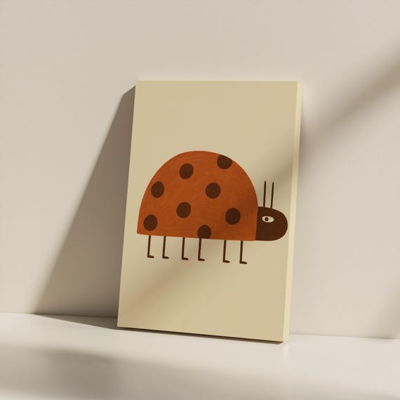 Minimalist Ladybug Canvas Print Whimsical Nursery Wall Art Unframed