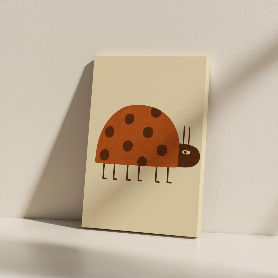 Minimalist Ladybug Canvas Print Whimsical Nursery Wall Art Unframed