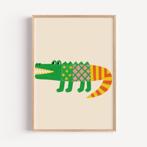 Colorful Crocodile Print Whimsical Jungle Nursery Decor