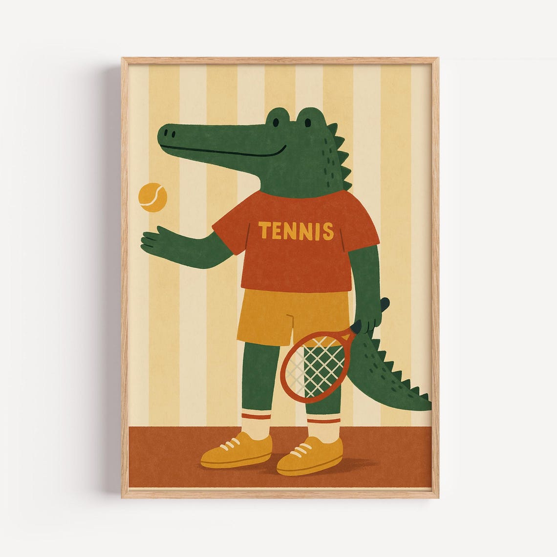 Tennis Crocodile Print Fun Sports Nursery Wall Art
