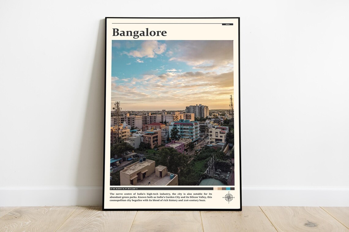Bangalore India Garden City Sunset Skyline Asia Urban Travel Poster