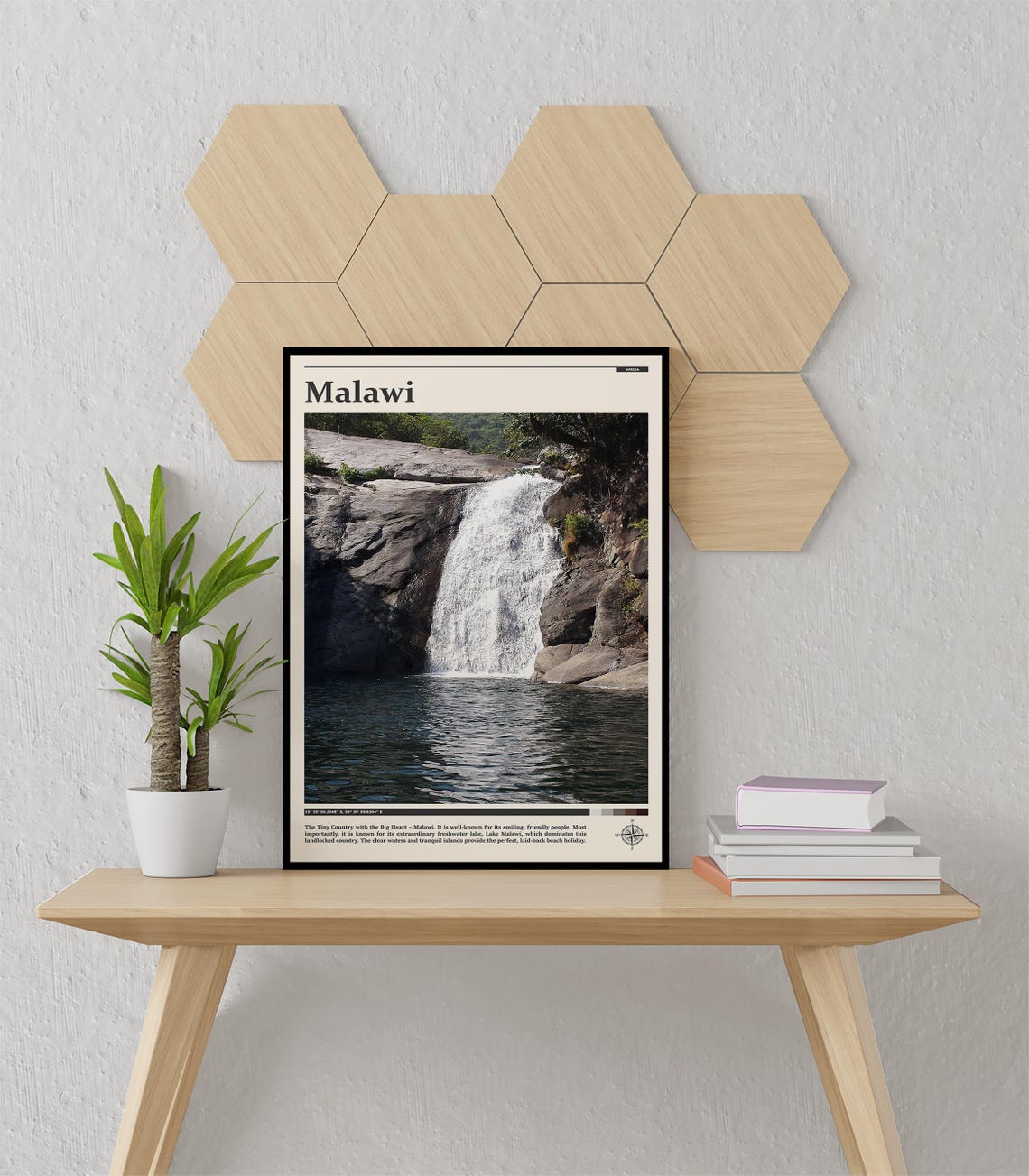 Malawi Waterfall Granite Cliffs Africa Nature Scenic Travel Poster - Image 3