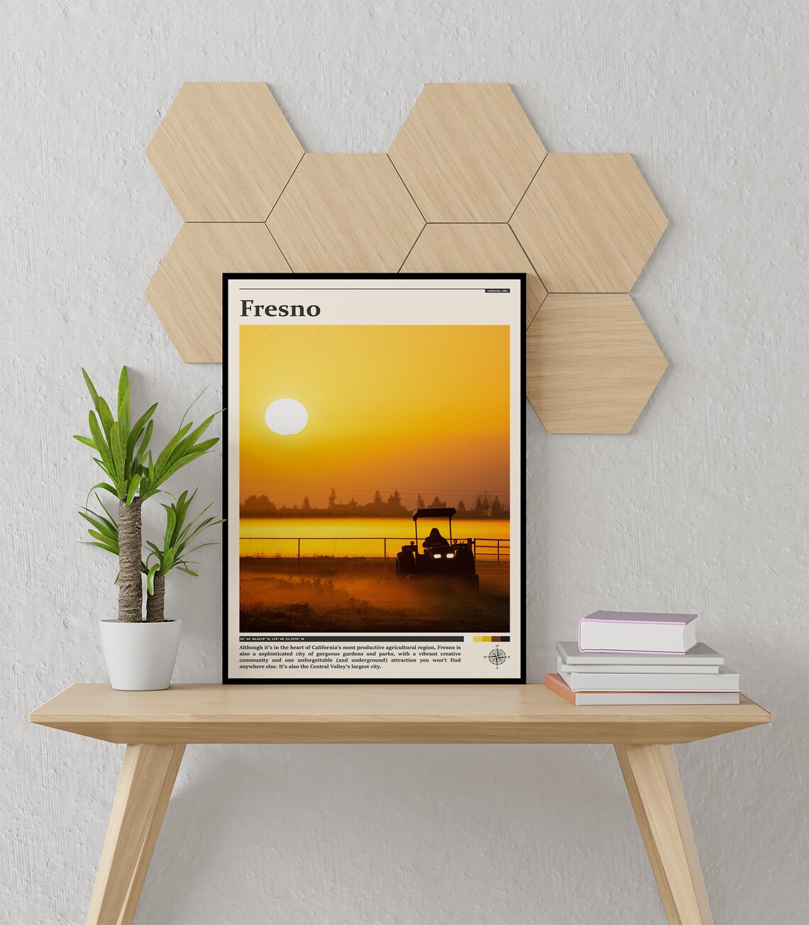 Fresno California Golden Sunset Tractor Farm Photography Poster - Image 3