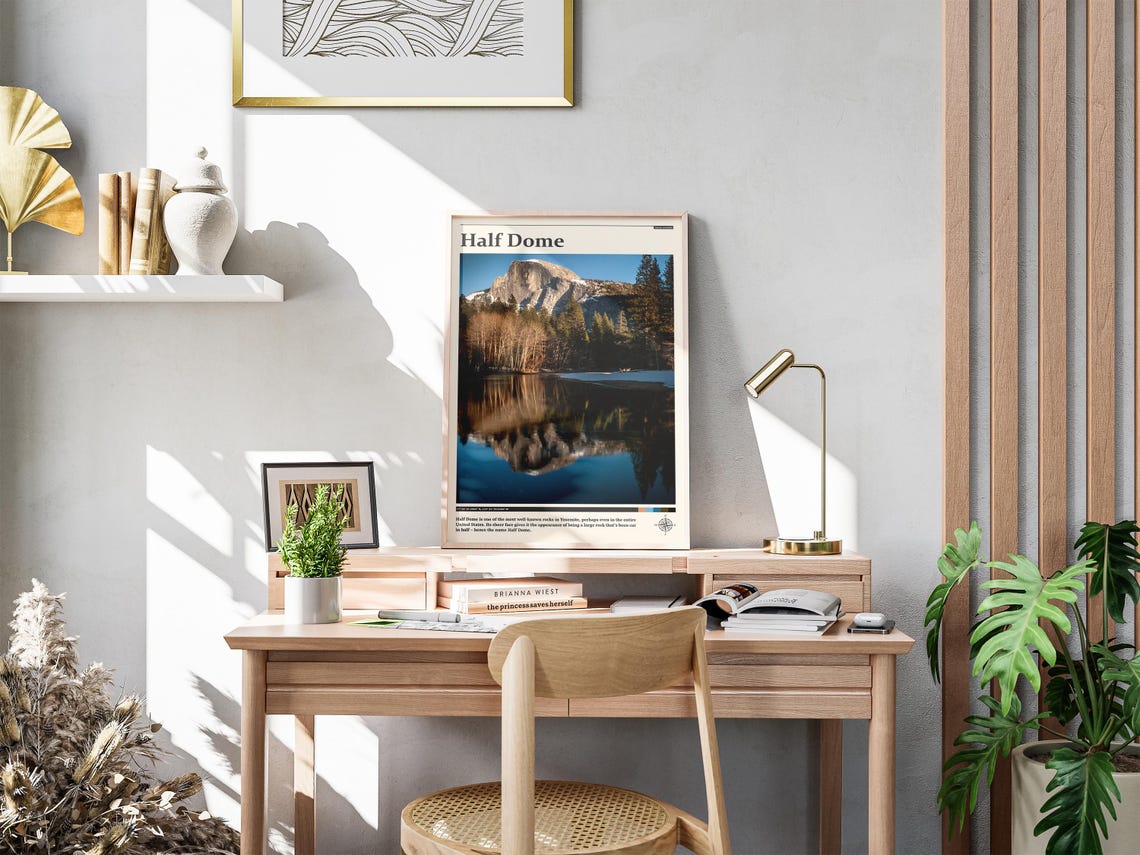 Half Dome Yosemite Granite Peak Lake Reflection Photography Poster - Image 4