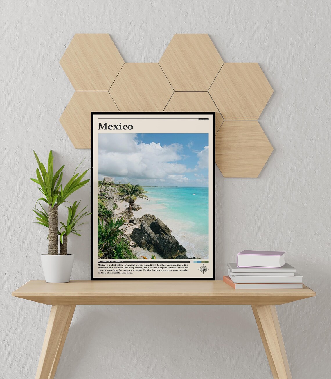 Tulum Mexico Ruins Palm Caribbean Turquoise Sea Travel Poster - Image 2
