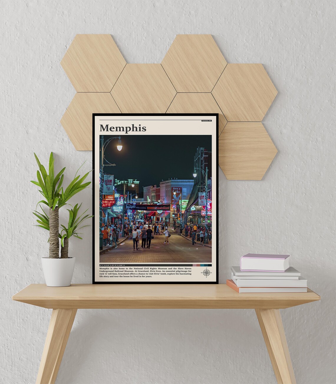 Memphis Beale Street Nightlife Neon Lights Tennessee Music Poster - Image 3
