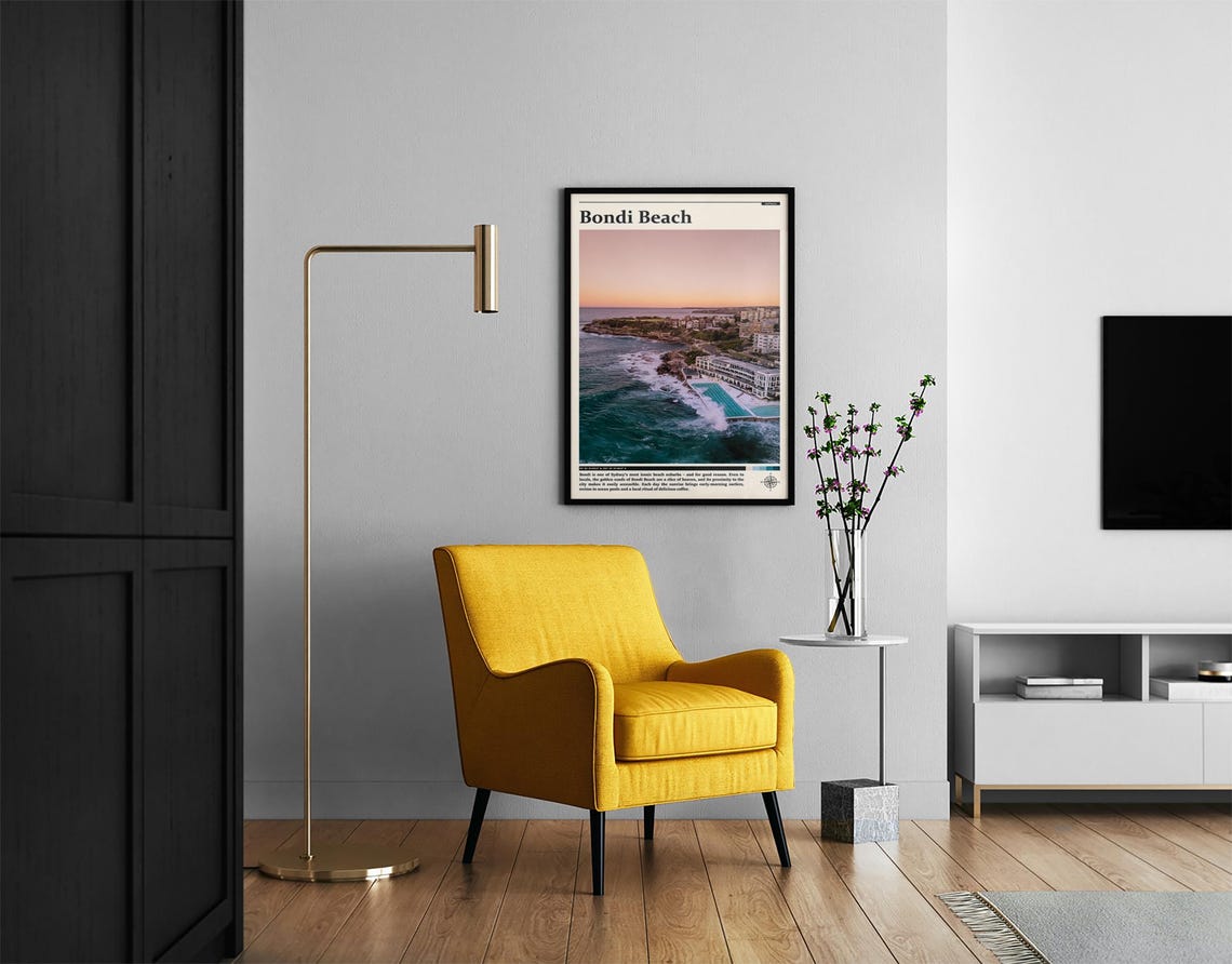 Bondi Beach Australia Sunset Aerial Ocean Pool Coastal Travel Poster - Image 2