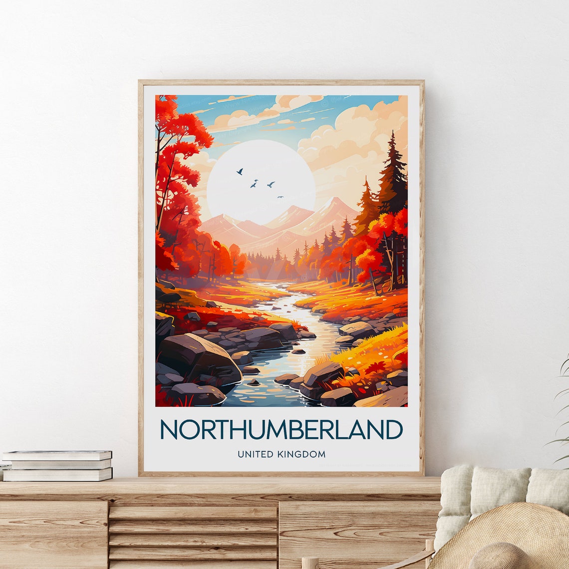 Northumberland United Kingdom Autumn River Valley Fall Colors Poster