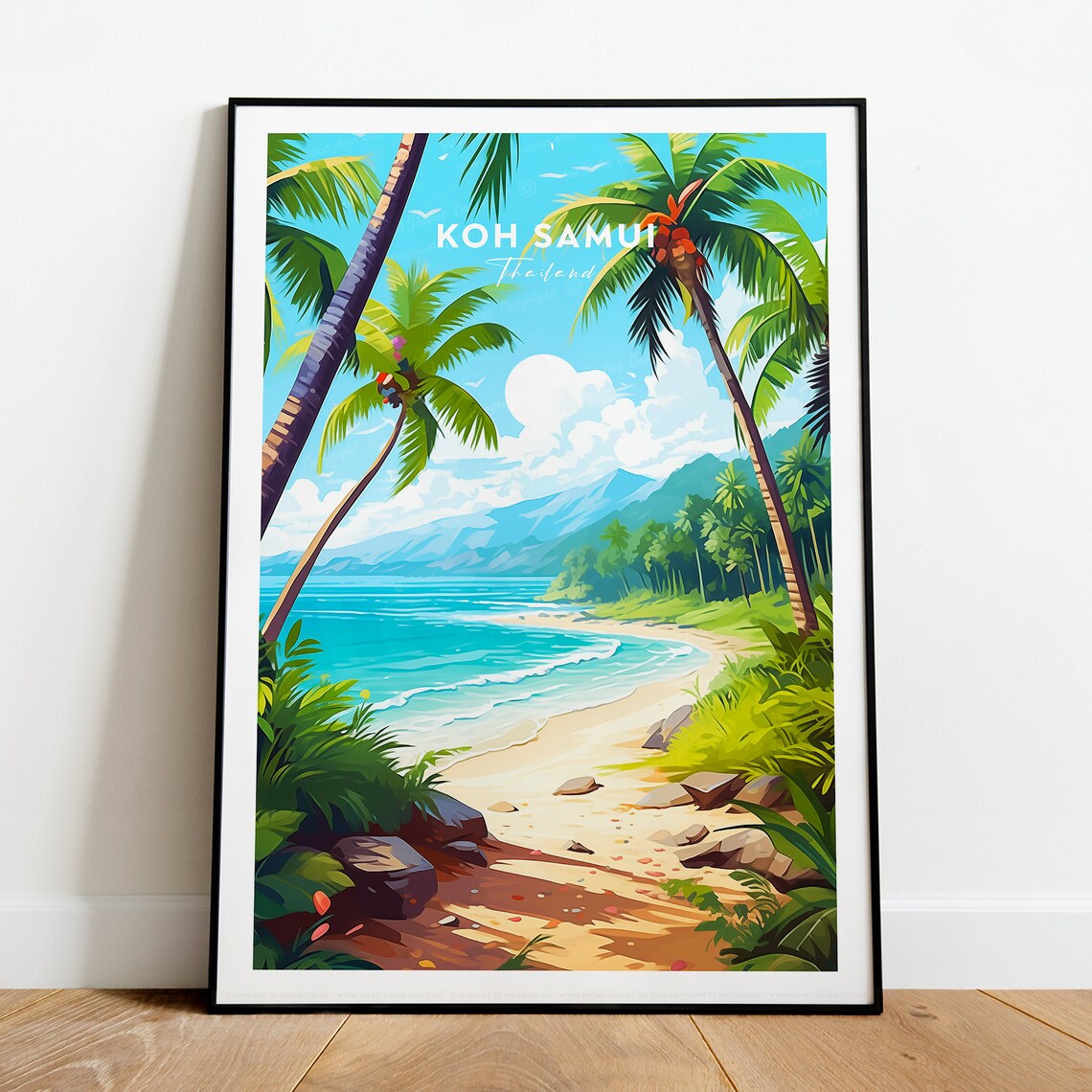 Koh Samui Thailand Beach Island Palm Trees Sunset Travel Poster - Image 2