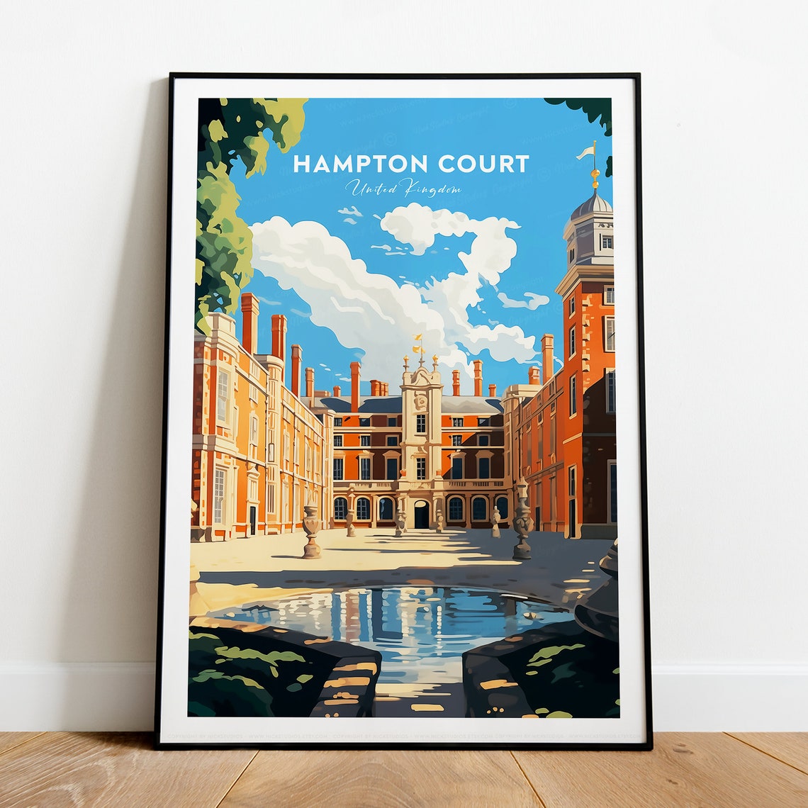 Hampton Court Palace Historic Courtyard London Travel Poster - Image 2