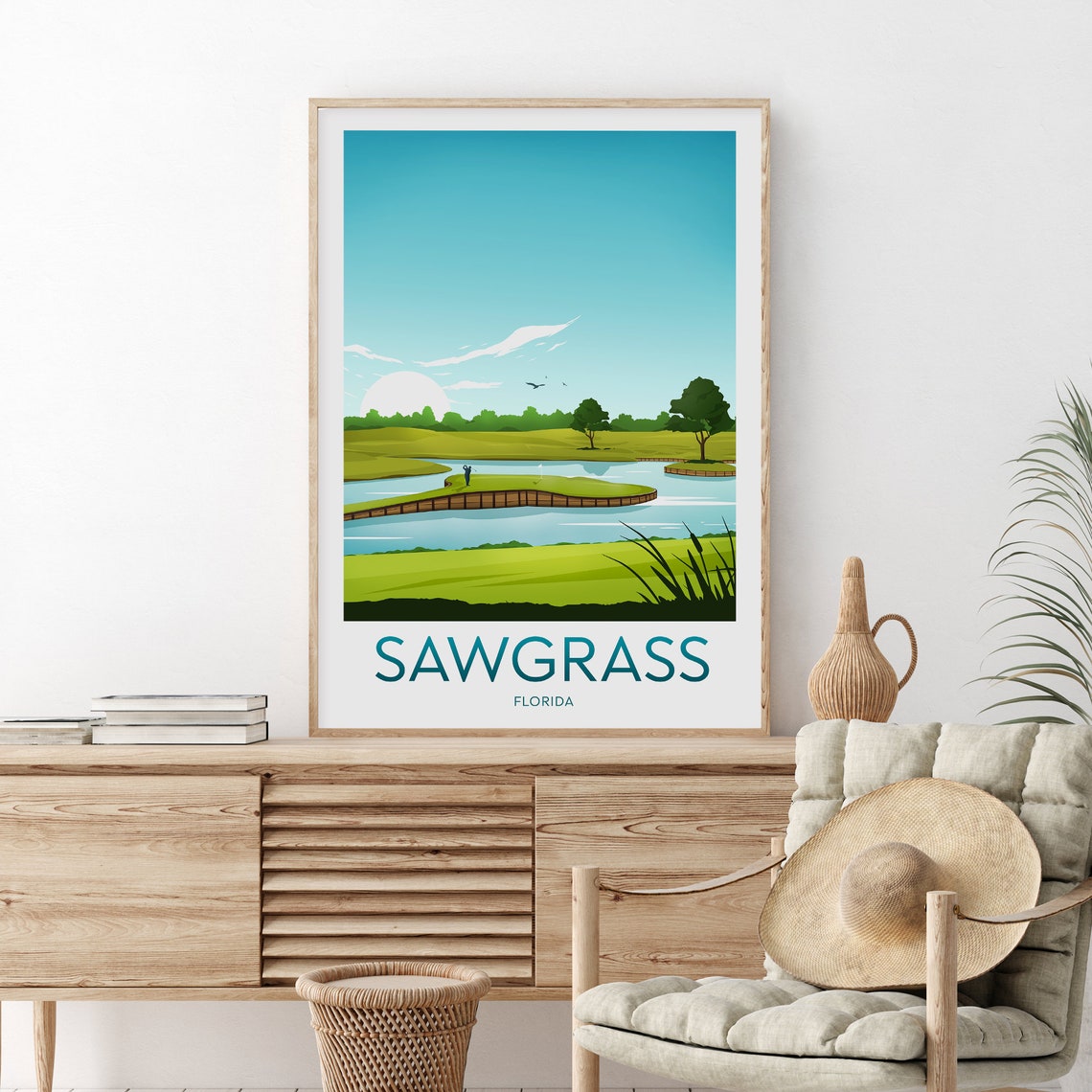 Sawgrass Florida Island Green Golf Course Water Hazard Travel Poster