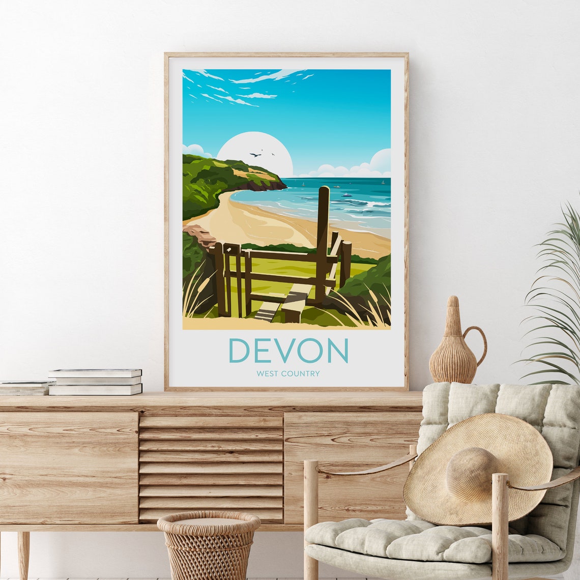 Devon West Country Beach Gate Coastal Path Sea View Travel Poster - Image 2