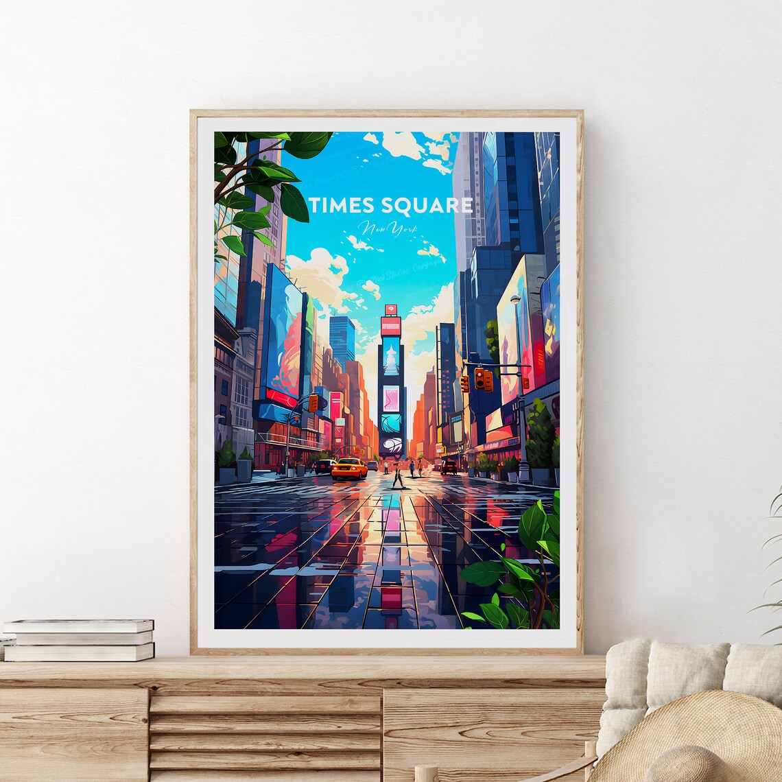 Times Square New York City Nightlife Street Scene Travel Poster