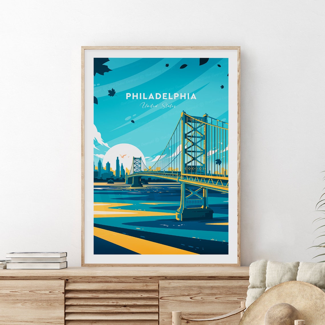 Philadelphia Benjamin Franklin Bridge Skyline City View Poster
