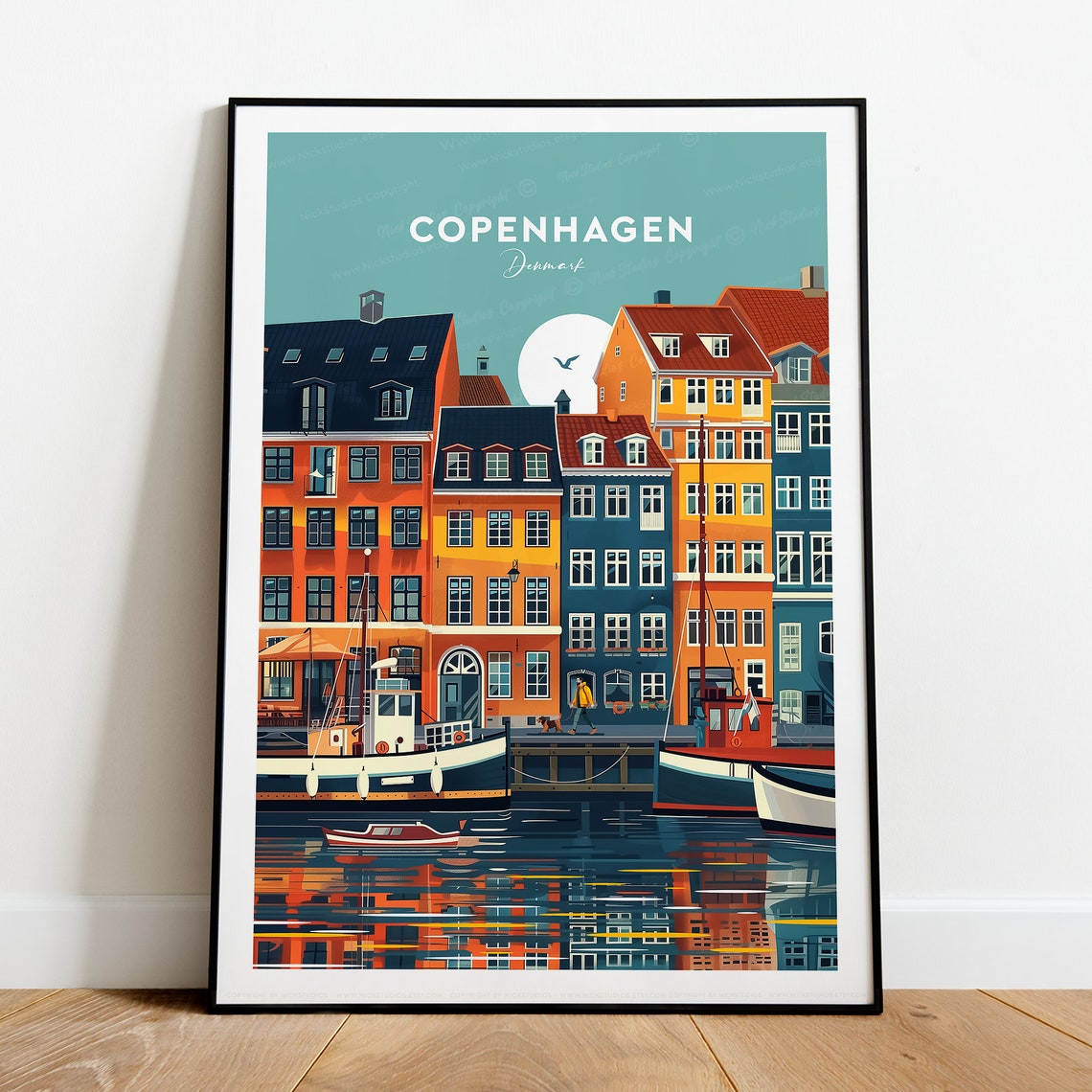 Copenhagen Denmark Nyhavn Colorful Harbour House Reflection Poster