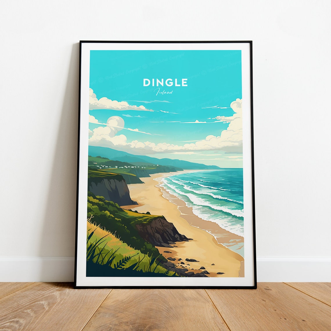 Dingle Ireland Coastal Cliffs Sandy Beach Atlantic Travel Poster