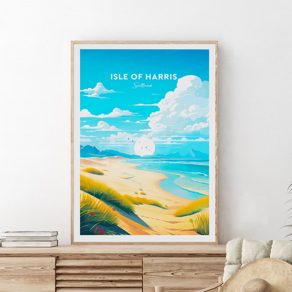 Isle of Harris Scotland White Sand Beach Dunes Travel Poster
