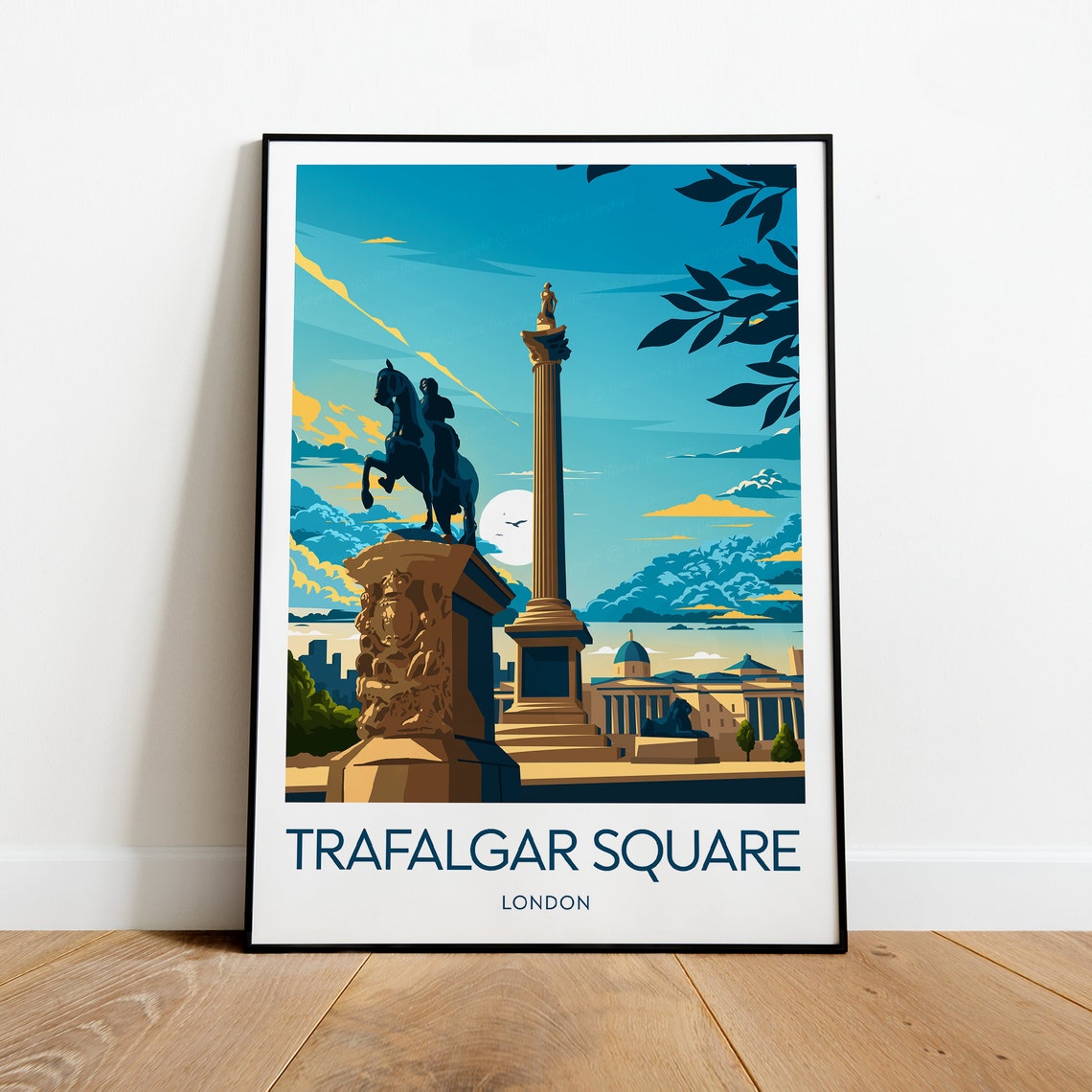 Trafalgar Square London Nelsons Column Landmark Travel Poster