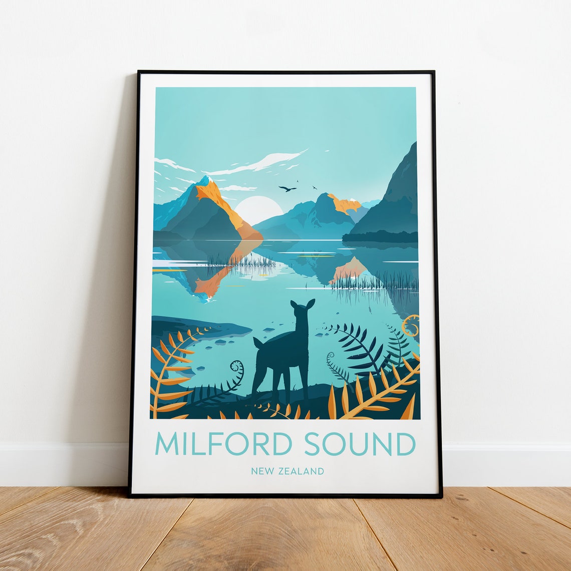 Milford Sound Travel Print New Zealand Milford Sound Poster New Zealand Art Wedding Gift - Image 2