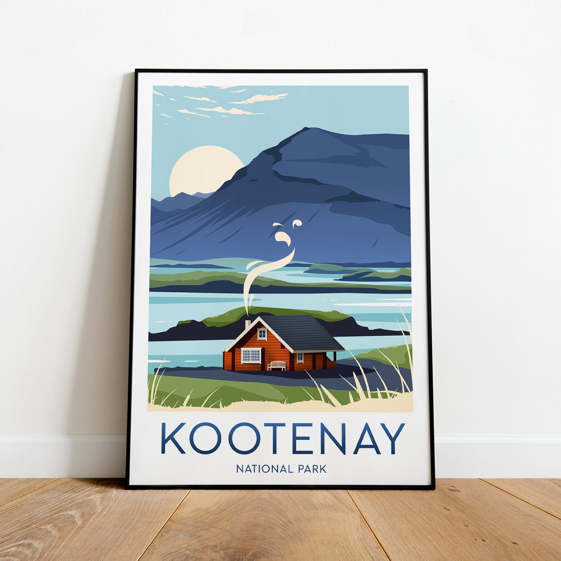 Kootenay National Park Cabin Lake Mountain Scenic Travel Poster