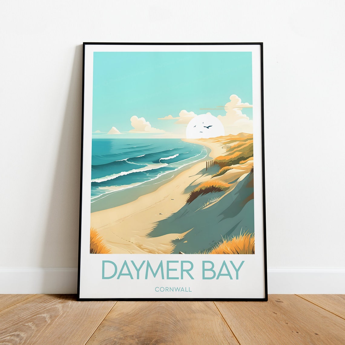 Daymer Bay Cornwall Sandy Beach Dunes Ocean Waves Travel Poster