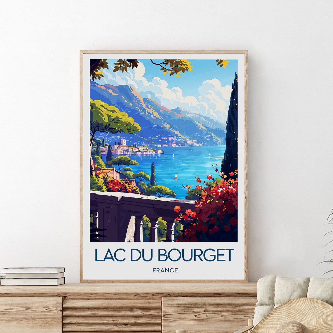 Lac du Bourget France Alpine Lake Terrace View Travel Poster