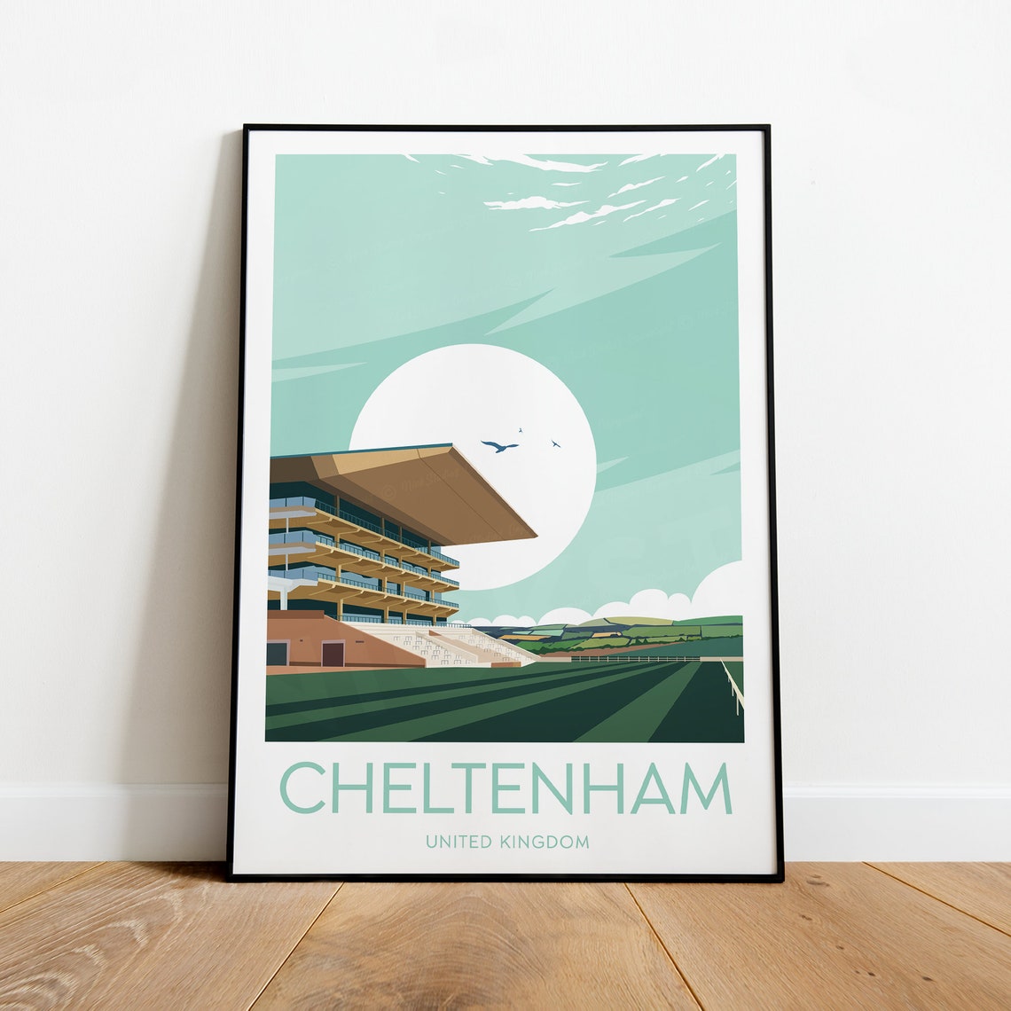 Cheltenham Racecourse Grandstand under Bright Blue Skies Poster - Image 2