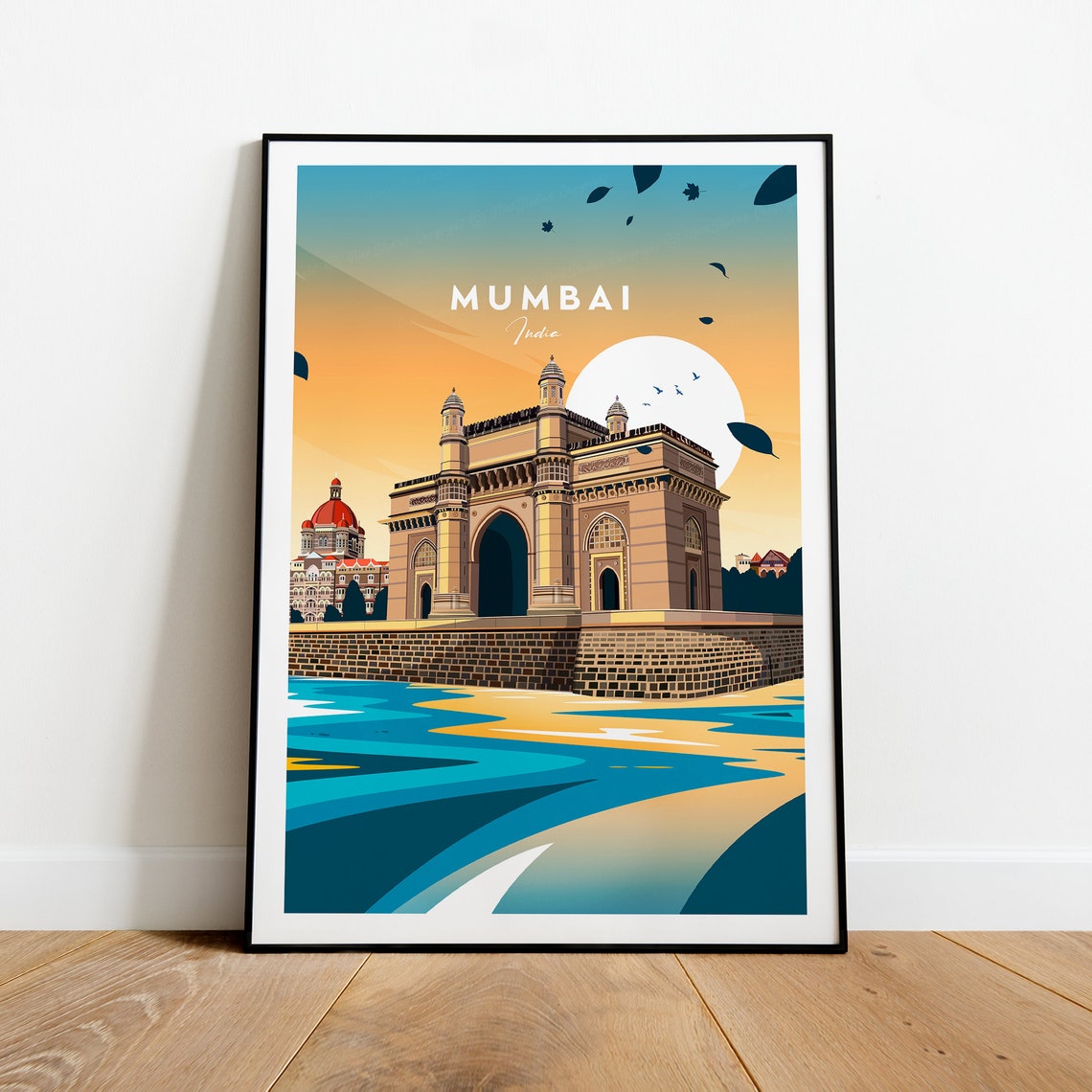 Mumbai Gateway of India Sunset Harbour India Vintage Travel Poster